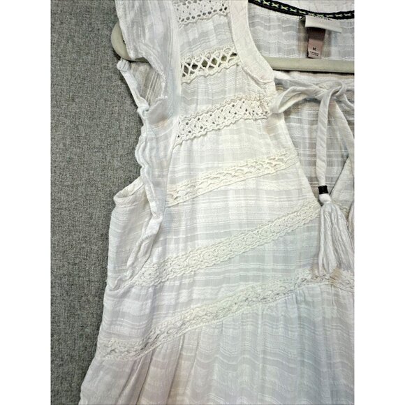 Knox Rose Womens Sundress Size M White Tiered Boho Cotton Coastal Short Shift - Picture 7 of 16